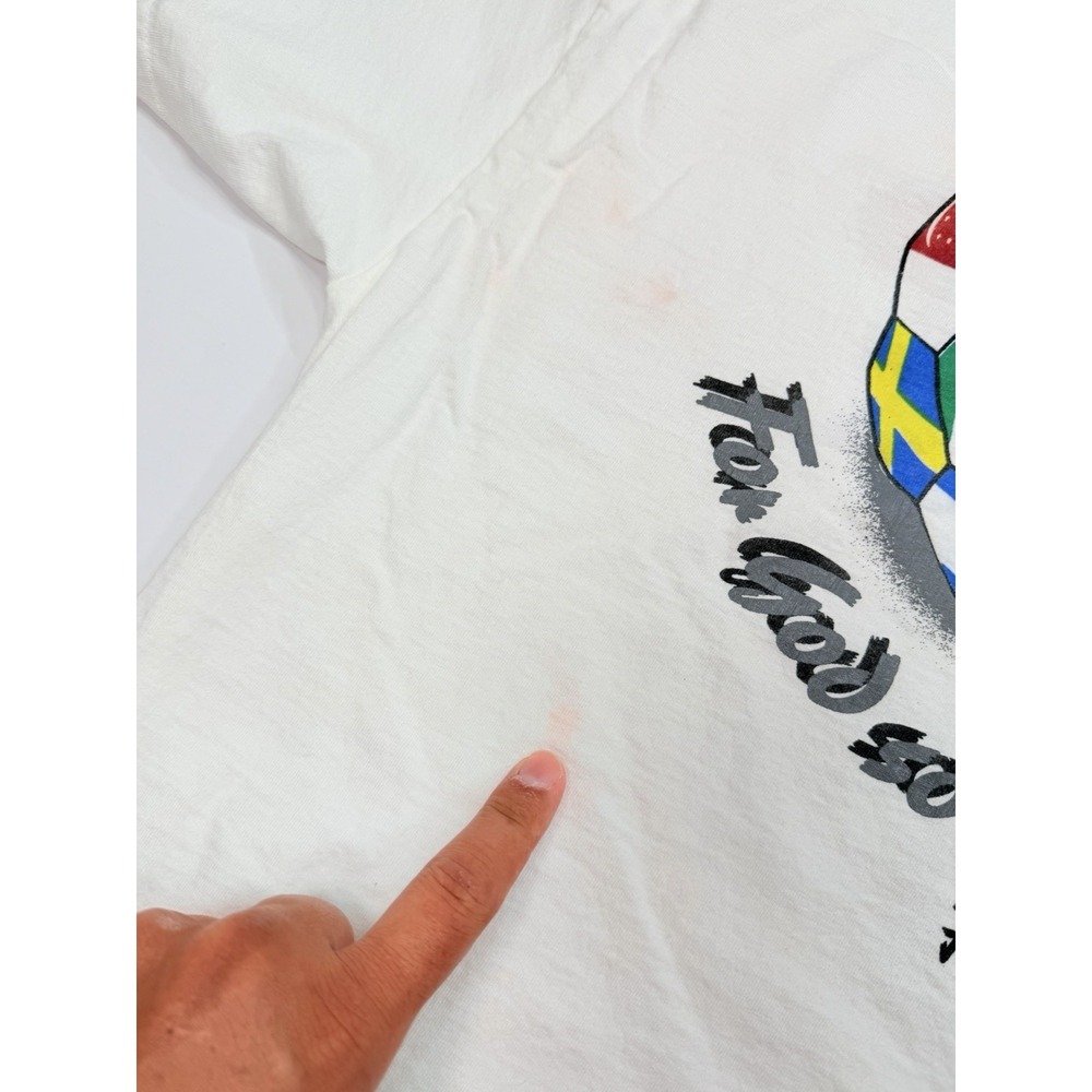 Vintage Delta Pro Weight John 3:16 World Soccer Flags T-Shirt XL USA Made - Picture 5 of 9
